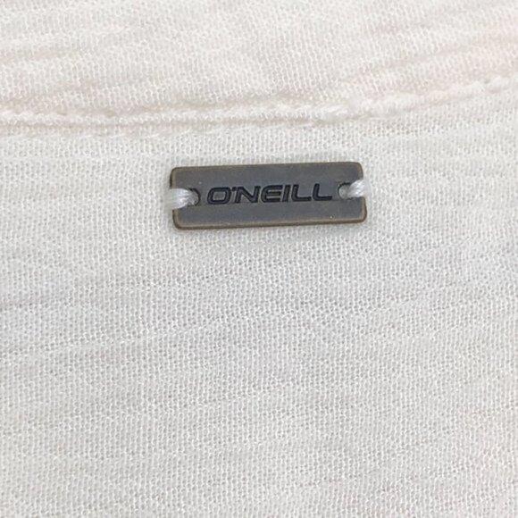 O'Neill Shelly Top Womens Off White Button Front Short Sleeve Blouse Size Small - Picture 6 of 7